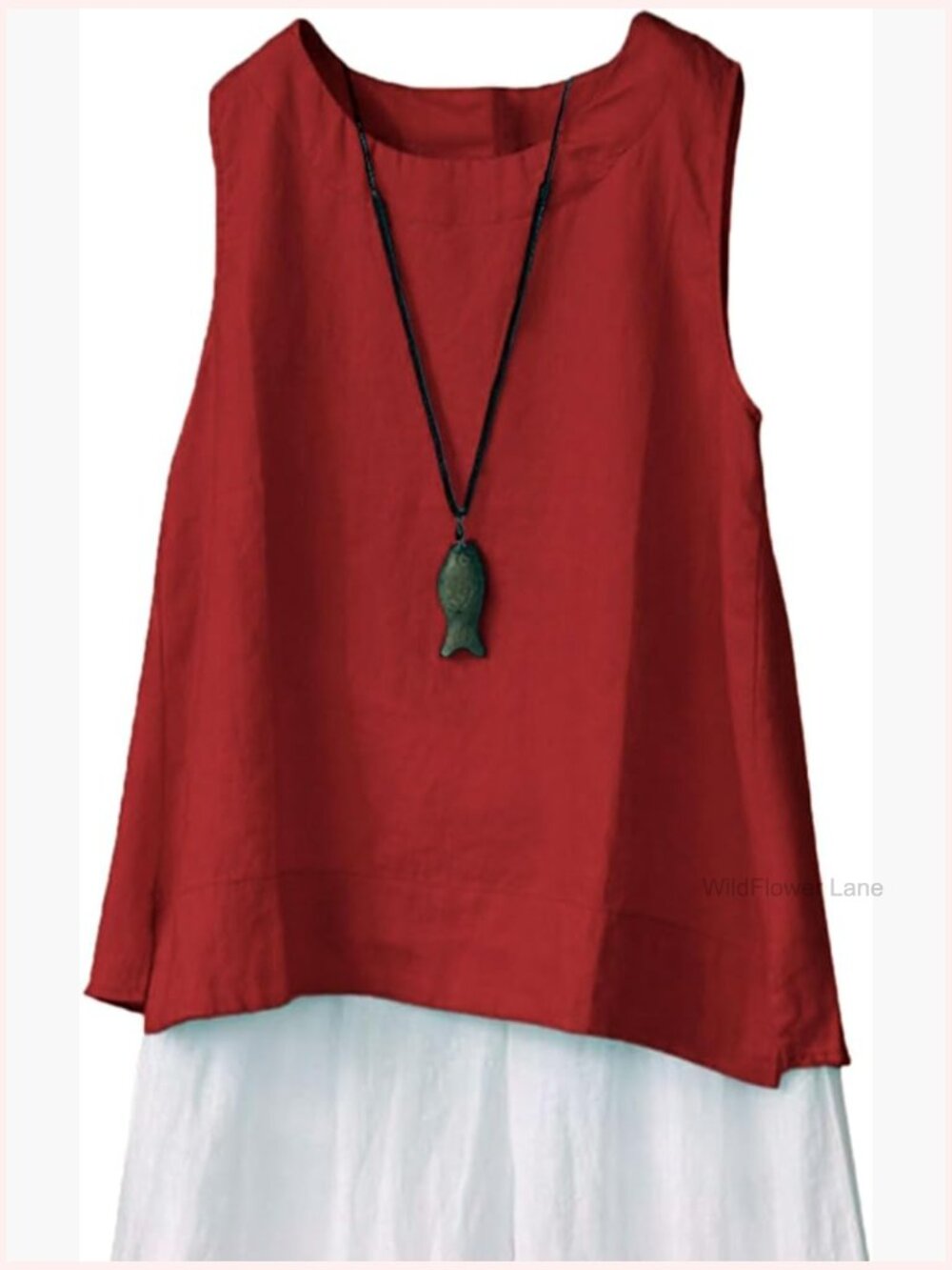 NWT Red Sleeveless Linen Tank Top - Casual Summer Swing Top